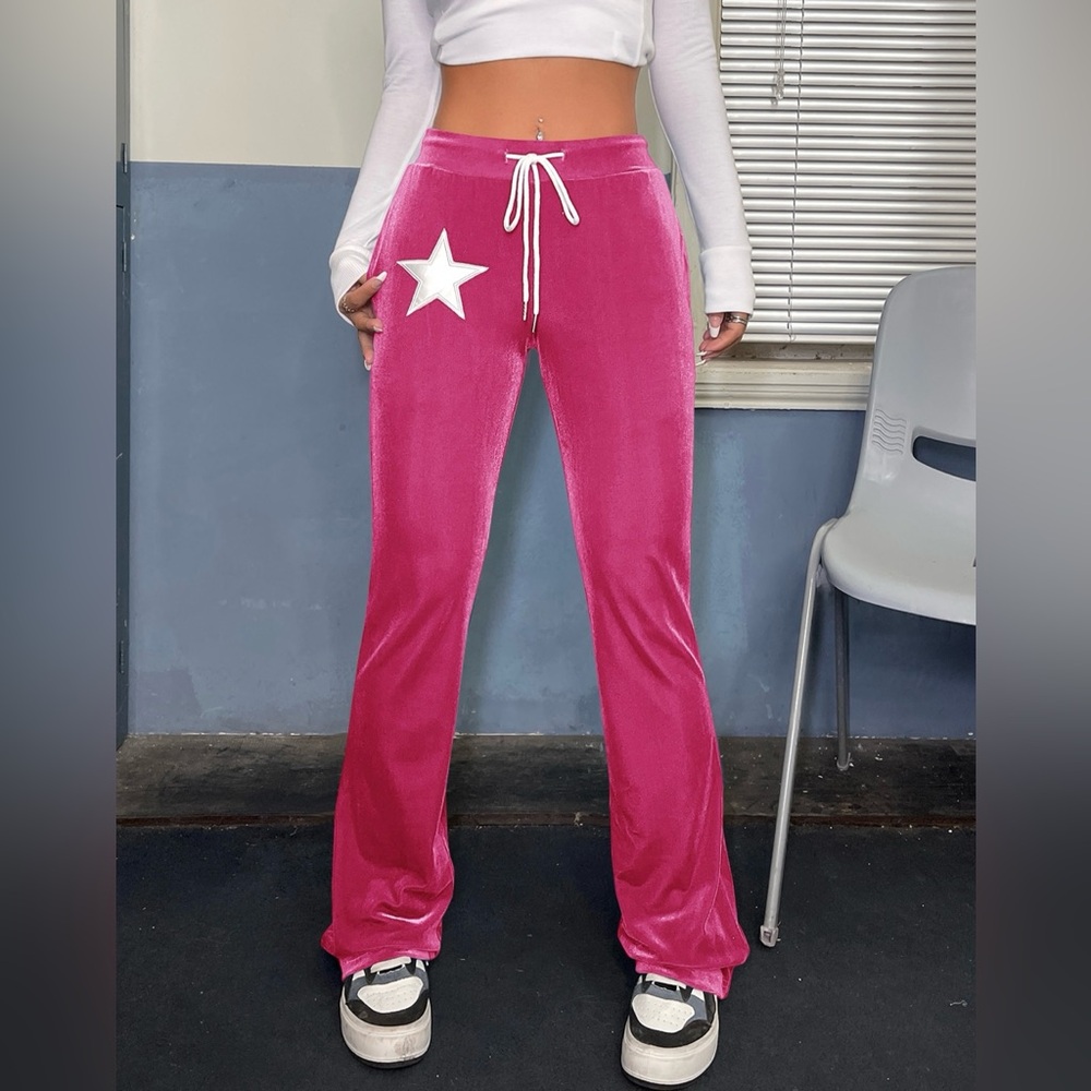 SHEIN star velvet drawstring pants